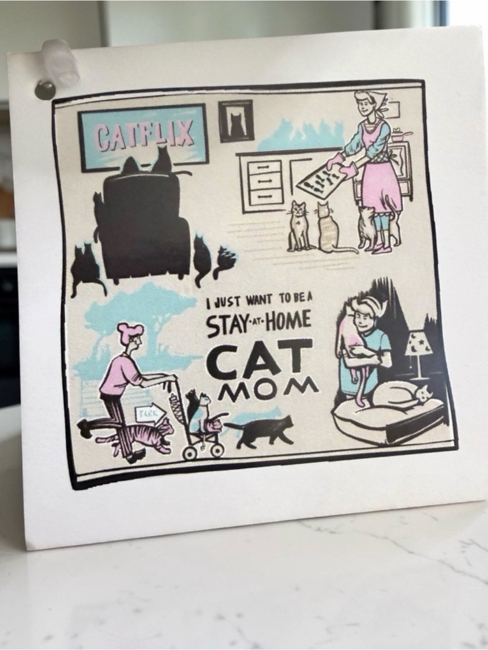 Primitives by Kathy Black & Cream Dish Towel - Cat Mom Tag